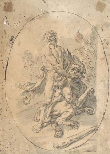 Bolognese Artist, 18th century, Hercules slaying the Nemean Lion
